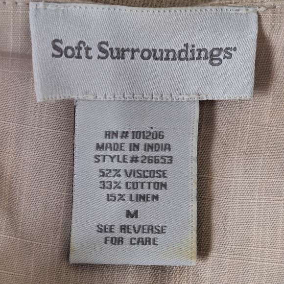 Soft Surroundings Beige Flower Pockets Lagenlook Linen Blend Baggy Tunic Top M - Picture 14 of 16